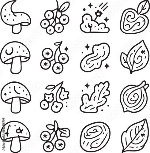  Celestial Foraging vector icon set