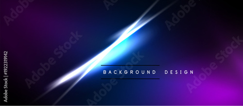 Dark blue purple gradient background. Bright white light streaks diagonally cross center. Text reads background design. Minimalist modern aesthetic.