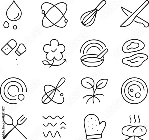  Quantum Cuisine vector icon set