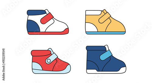 Baby Shoes Line art clean elegant color illustration