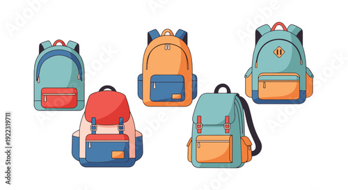 Backpack Line art creative tone color illustration