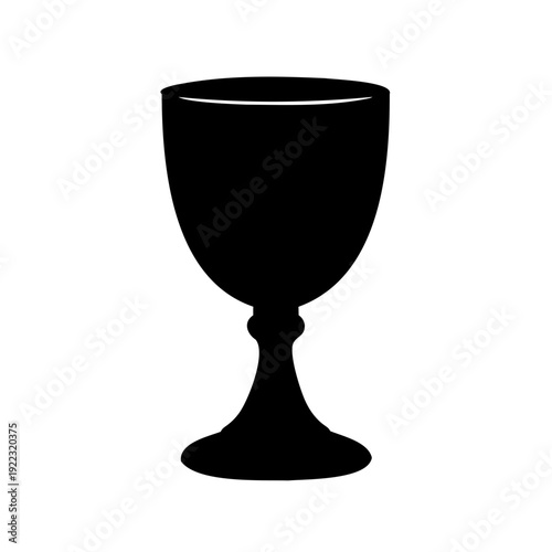 A stark black silhouette of a wine or goblet on white backdrop