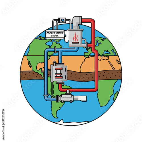 Geothermal Energy System on Earth Diagram.