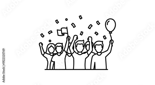 Group of people celebrating together outdoors.