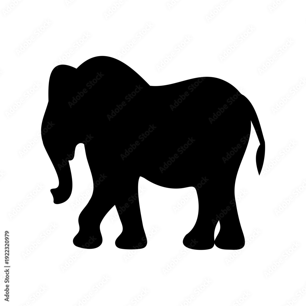 Fototapeta premium Silhouette of a majestic African elephant on a white background