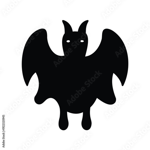 Stylized black bat silhouette with glowing eyes for Halloween celebration