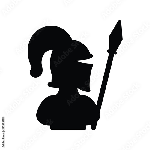 Medieval knight holding a spear in a silhouette vector illustration art