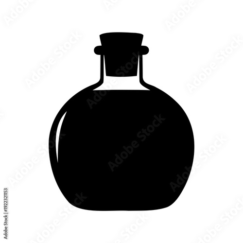 Silhouette of a rounded potion bottle with a cork stopper, simple design