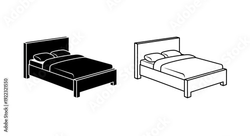 Modern bedroom furniture: minimalist bed designs for contemporary interiors Vector