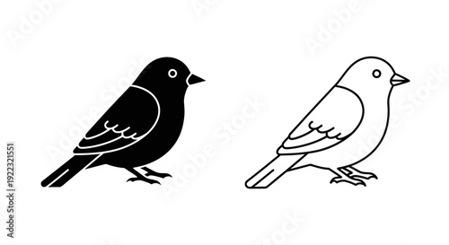 Black and white bird illustration, minimalist bird art, vector bird design, simple bird sketch Vector