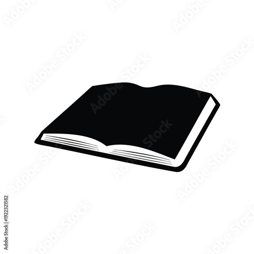 Black silhouette of an open book, a symbol of knowledge and wisdom