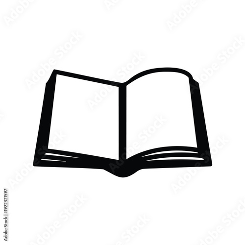 Open Book Icon Depicting Reading, Knowledge, and Information Dissemination in Simple Black Line