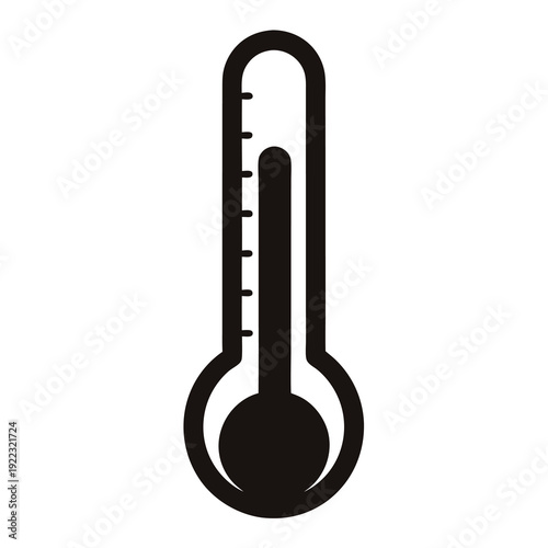 Black and white vector image of a thermometer measuring low temperature