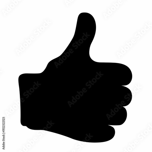 Black silhouette illustration of a thumbs up hand gesture of approval