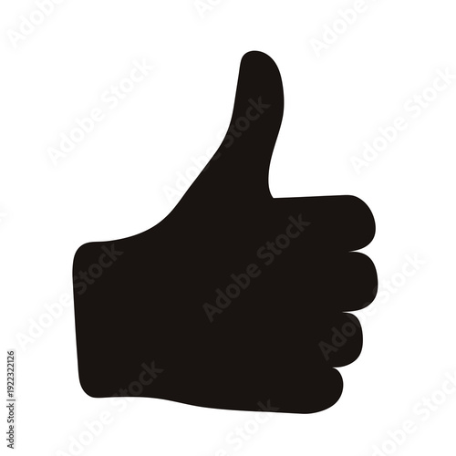 A black silhouette of a human hand giving a thumbs up gesture