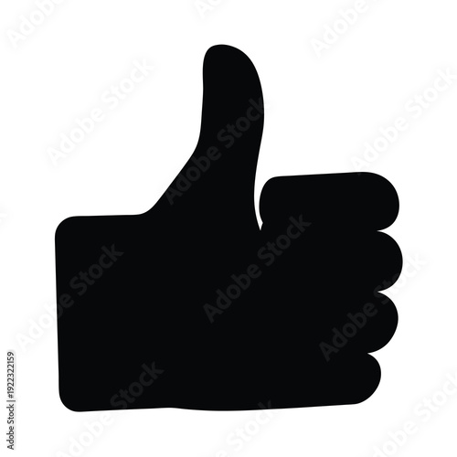 A minimalist black silhouette of a thumbs up gesture for social media