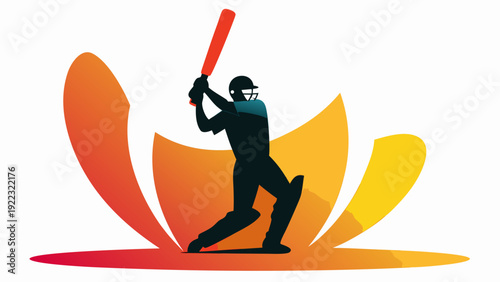 Cricket player in action with bat and helmet