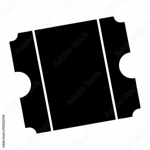 Simple black and white graphic representation of a ticket stub with tabs