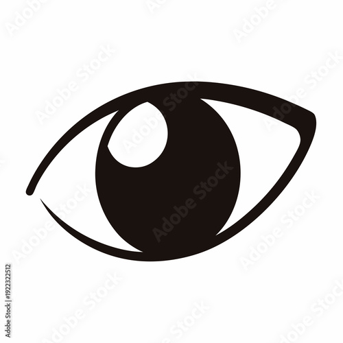 Abstract stylized black eye illustration on a white background, looking forward