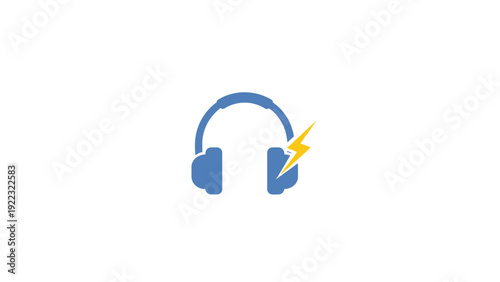 Electric blue wireless headphones icon.