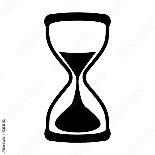 A black sand hourglass indicating the passage of time and its symbolic weight