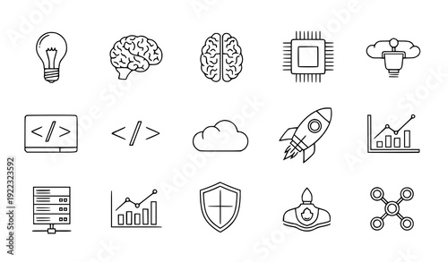 Technology Innovation Line Icons – Startup and Digital Vector Collection