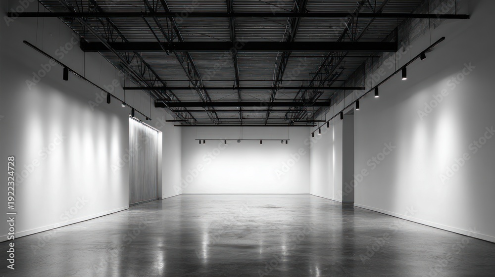 Fototapeta premium Modern empty gallery space with lights