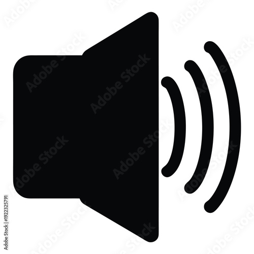 Speaker icon broadcasting sound waves for notification alerts and loud volumes