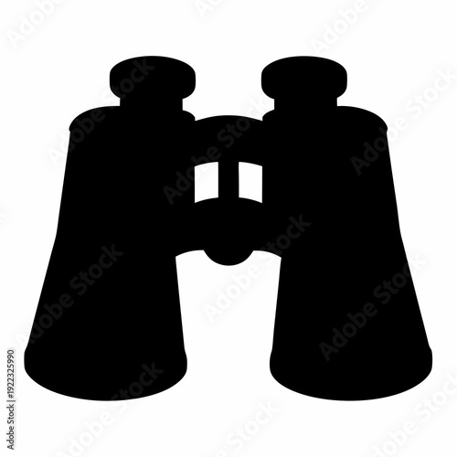 Detailed silhouette of binoculars on a white background for improved vision