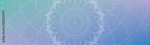 Round mandala on dreamy peach fuzz gradient background. Translucent mesh pattern in the form of a mandala. Mandala with floral patterns. Gradient background with round mandala, New Pattern gradient. M