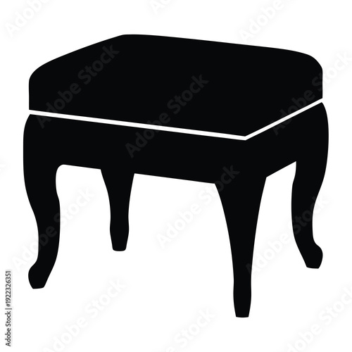 Detailed monochrome image of an elegant and stylish upholstered ottoman or footstool