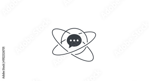 Black chat bot icon with rings.