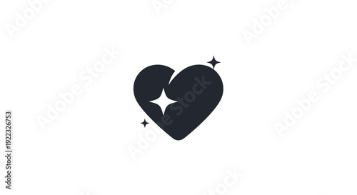 Black Heart Icon with Sparkles.