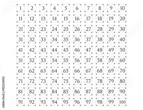 正方形と三角形を使った数字のデザイン 1~100