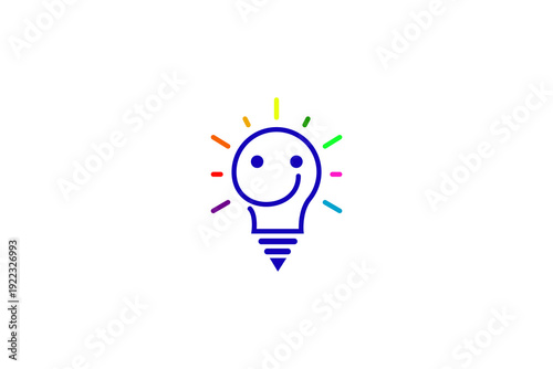Education smile kids bulb colorful with pencil icon logo design vector