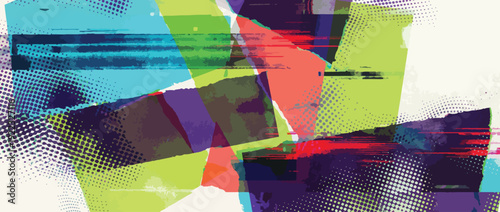 Colorful analog risoprint texture background with ink roller effect. Punk urban bg with overlay effect. Retro vintage halftone grain texture background. Colorful television glitch with distress stroke