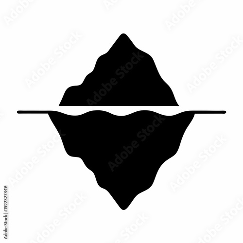 Iceberg illustration showing only the tip above water, a large mass below
