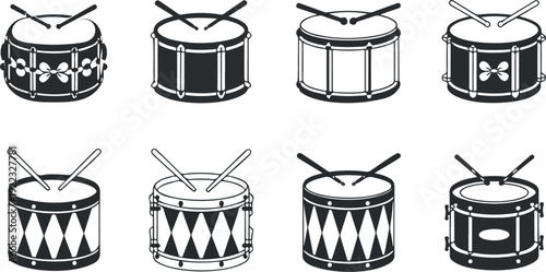 Christmas Drum Silhouette Vector Set Festive Percussion Icons
