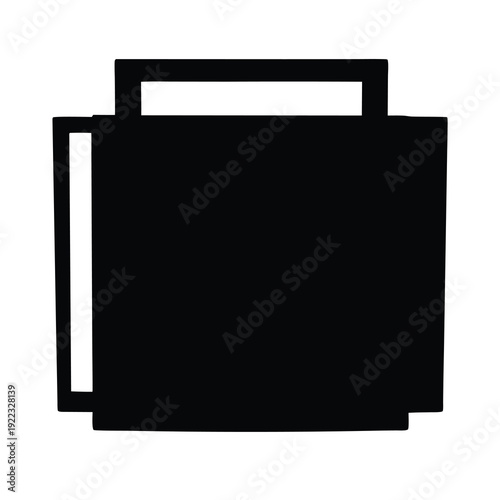 Black Silhouette of a TwoShelf Compartment Unit with a Handle on White Background