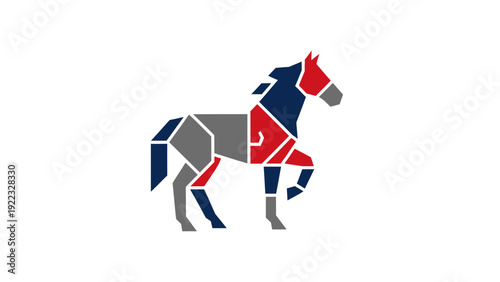 Colorful geometric horse design element.
