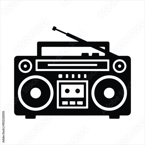 Boombox Radio Icon Vector with Four Color Variations
