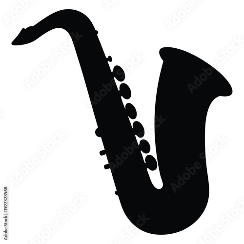 Dramatic Black Saxophone Silhouette Against White Background for Artistic Expression