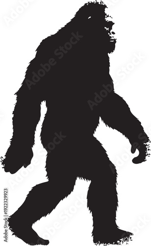A bigfoot walking through a white background isolated on transparent background, Vector