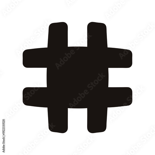 Black hashtag symbol against white background, perfect for social media usage