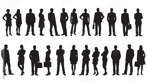 Business people, set of vector silhouettes and silhouettes of men	

