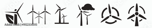 Wind power and renewable energy icons editable vector set,