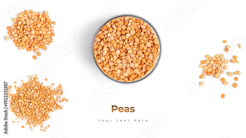 Quadro su tela Pea groats on a white background. High quality photo