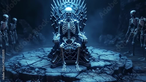 Skeletal Throne Room - A Dark Fantasy Scene of Bones and Power.
