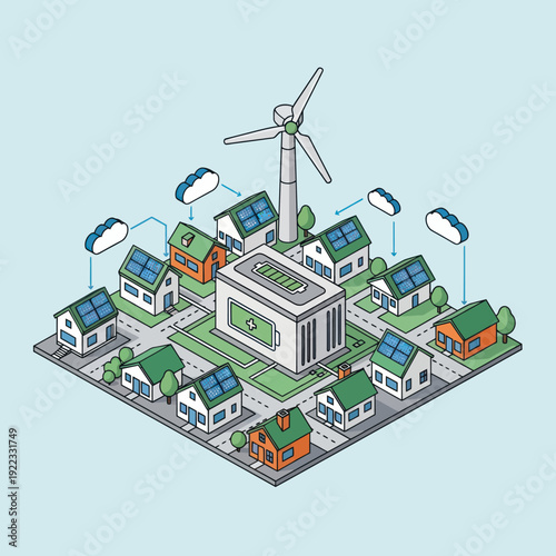 Sustainable Community with Renewable Energy Sources.