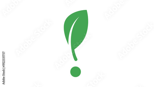 Green leaf exclamation mark symbol.